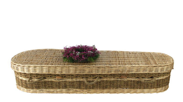 Caskets Wicker Coffin, Funeral Services ,European Style 6 Handles ,Custom-made White Satin